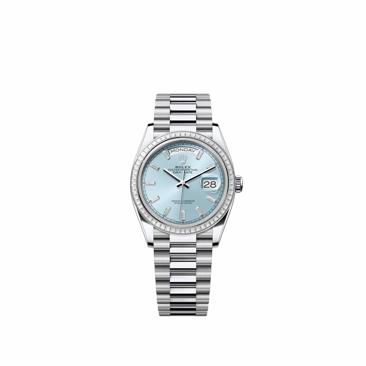 Rolex Day-Date 36 128396TBR Platinum Ice Blue Diamond Dial President Diamond Bezel (2026)