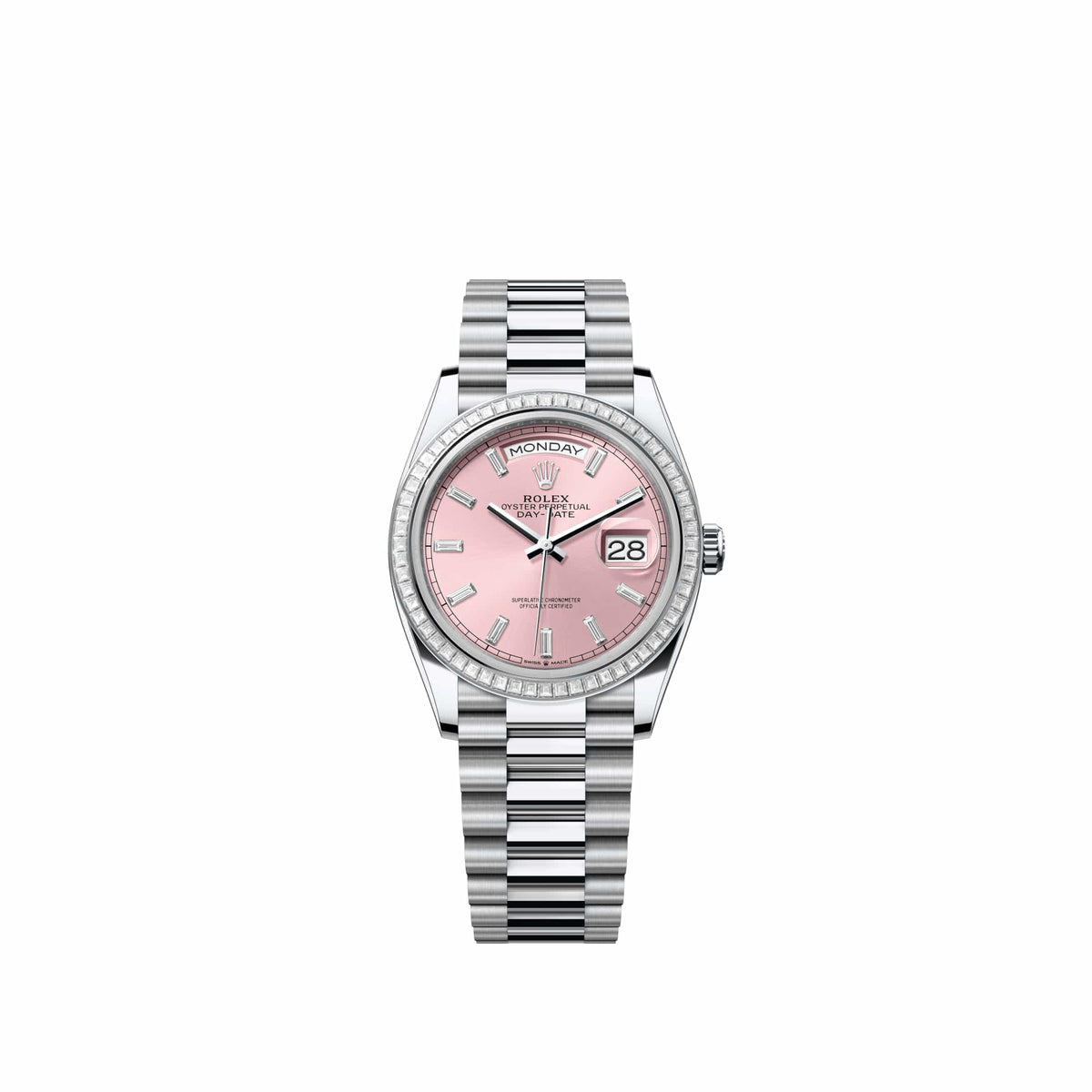 Rolex Day-Date 36 128396TBR Platinum Pink Diamond Dial President Diamond Bezel (2026)