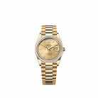 Rolex Day-Date 36 128398TBR Yellow Gold Champagne Diamond Dial President Diamond Bezel (2026)