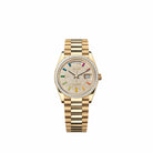 Rolex Day-Date 36 128398TBR Yellow Gold Diamond-Paved Sapphire Dial President Diamond Bezel (2026)
