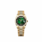 Rolex Day-Date 36 128398TBR Yellow Gold Green Ombré Diamond Dial President Diamond Bezel (2026)