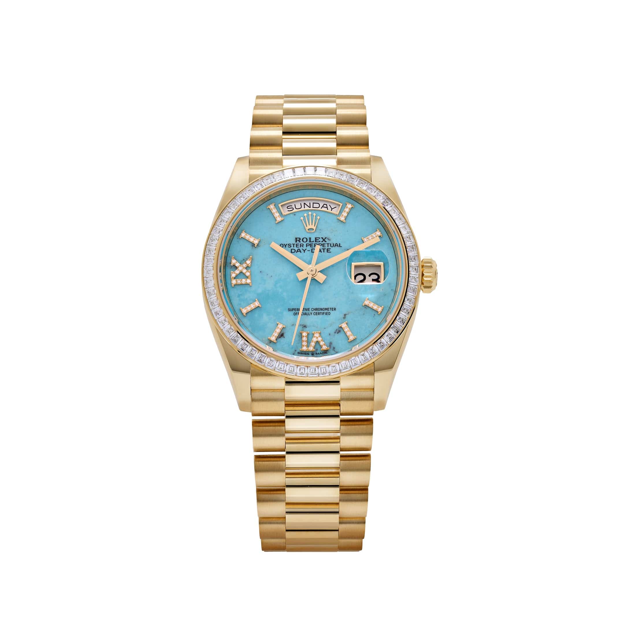 Keiです。 Rolex Day-Date 36 128398TBR Yellow Gold Turquoise Stone Diamond