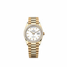 Rolex Day-Date 36 128398TBR Yellow Gold White Dial President Diamond Bezel (2026)