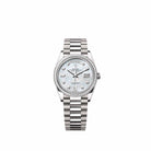 Rolex Day-Date 36 128399TBR White Gold White Mother of Pearl Diamond Dial President Diamond Bezel (2026)