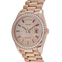 Thumbnail for Luxury Watch Rolex Day-Date 36 Rose Gold Diamond Bezel Diamond Pave Dial 128345RBR Wrist Aficionado