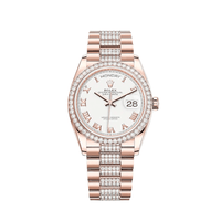 Thumbnail for Luxury Watch Rolex Day-Date 36 Rose Gold Diamond Bezel White Dial 128345RBR Wrist Aficionado