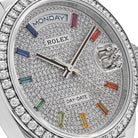 Luxury Watch Rolex Day-Date 36 White Gold Diamond Bezel Diamond-Paved Dial and Bracelet 128349RBR Wrist Aficionado