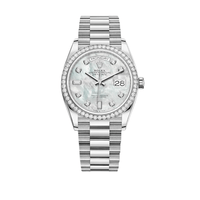 Thumbnail for Luxury Watch Rolex Day-Date 36 White Gold Diamond Bezel MOP Diamond Dial 128349RBR Wrist Aficionado