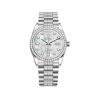 Luxury Watch Rolex Day-Date 36 White Gold Diamond Bezel MOP Diamond Dial 128349RBR Wrist Aficionado