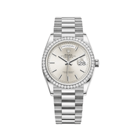 Thumbnail for Luxury Watch Rolex Day-Date 36 White Gold Diamond Bezel Silver Dial 128349RBR Wrist Aficionado