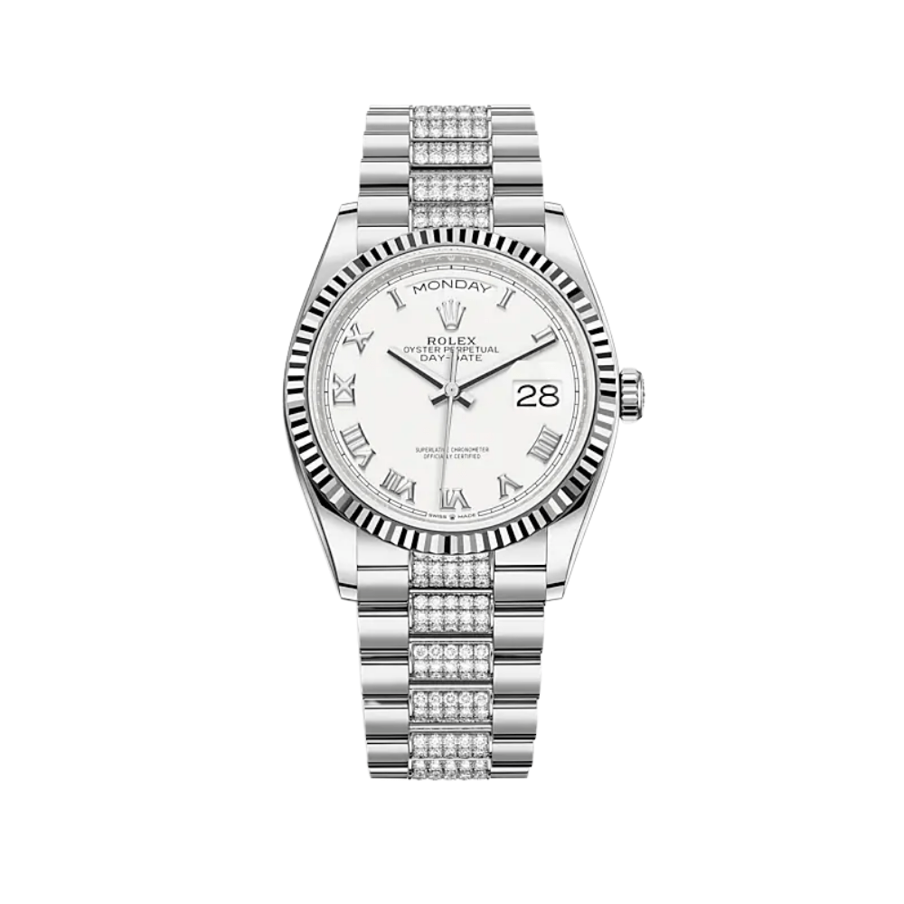 Luxury Watch Rolex Day-Date 36 White Gold White Dial 128239 Wrist Aficionado