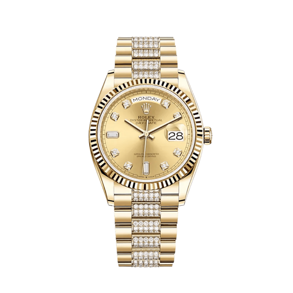 Rolex Day-Date 36 128238 Yellow Gold Champagne Diamond Dial