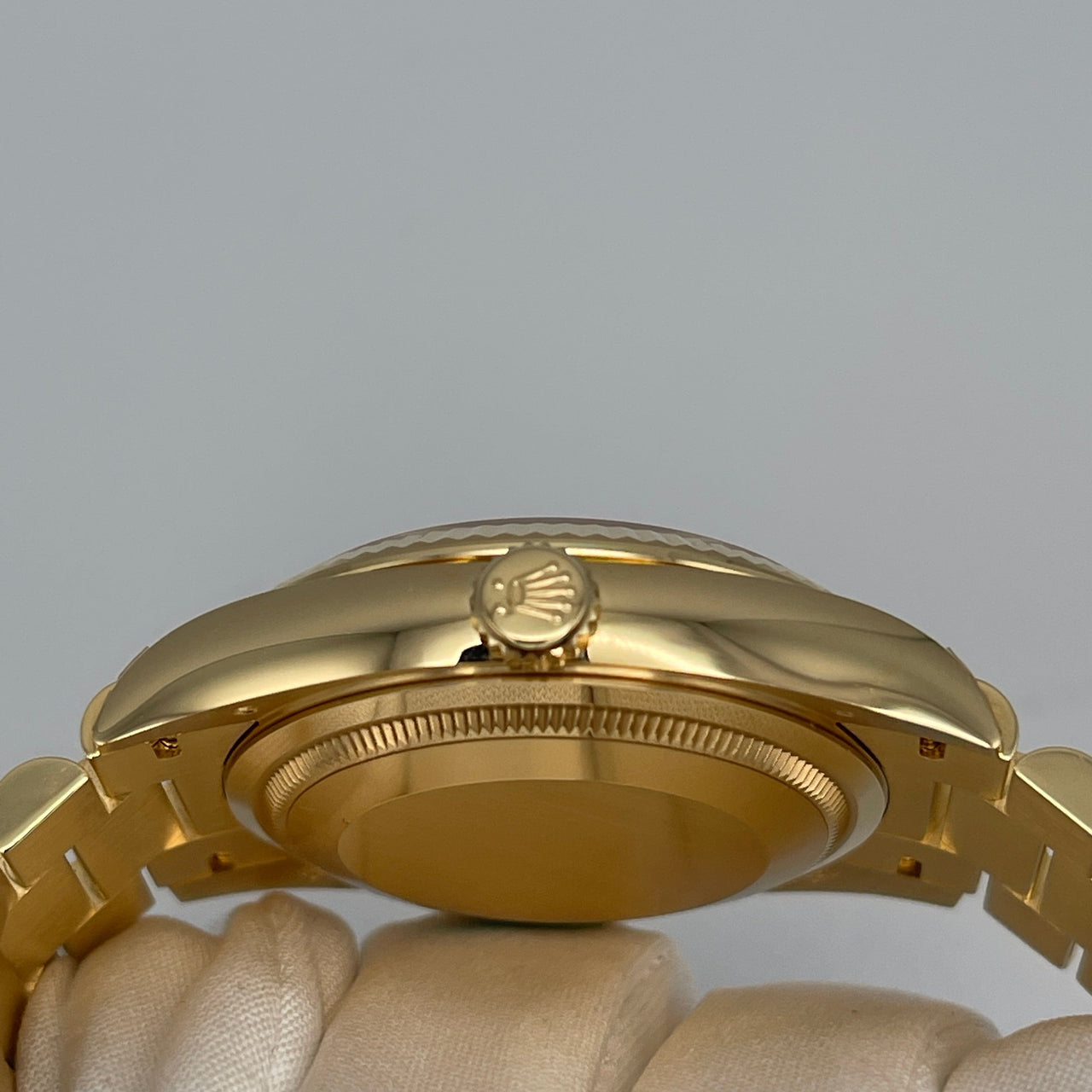 Luxury Watch Rolex Day-Date 36 Yellow Gold Champagne Diamond Dial 128238 Wrist Aficionado