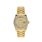 Luxury Watch Rolex Day-Date 36 Yellow Gold Diamond Bezel Champagne Diamond Dial 118398BR Wrist Aficionado