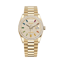 Thumbnail for Luxury Watch Rolex Day-Date 36 Yellow Gold Diamond Bezel Diamond Paved Dial 128348RBR Wrist Aficionado