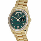 Rolex Day-Date 36 Yellow Gold Green Malachite Diamond Dial & Bezel 128348RBR