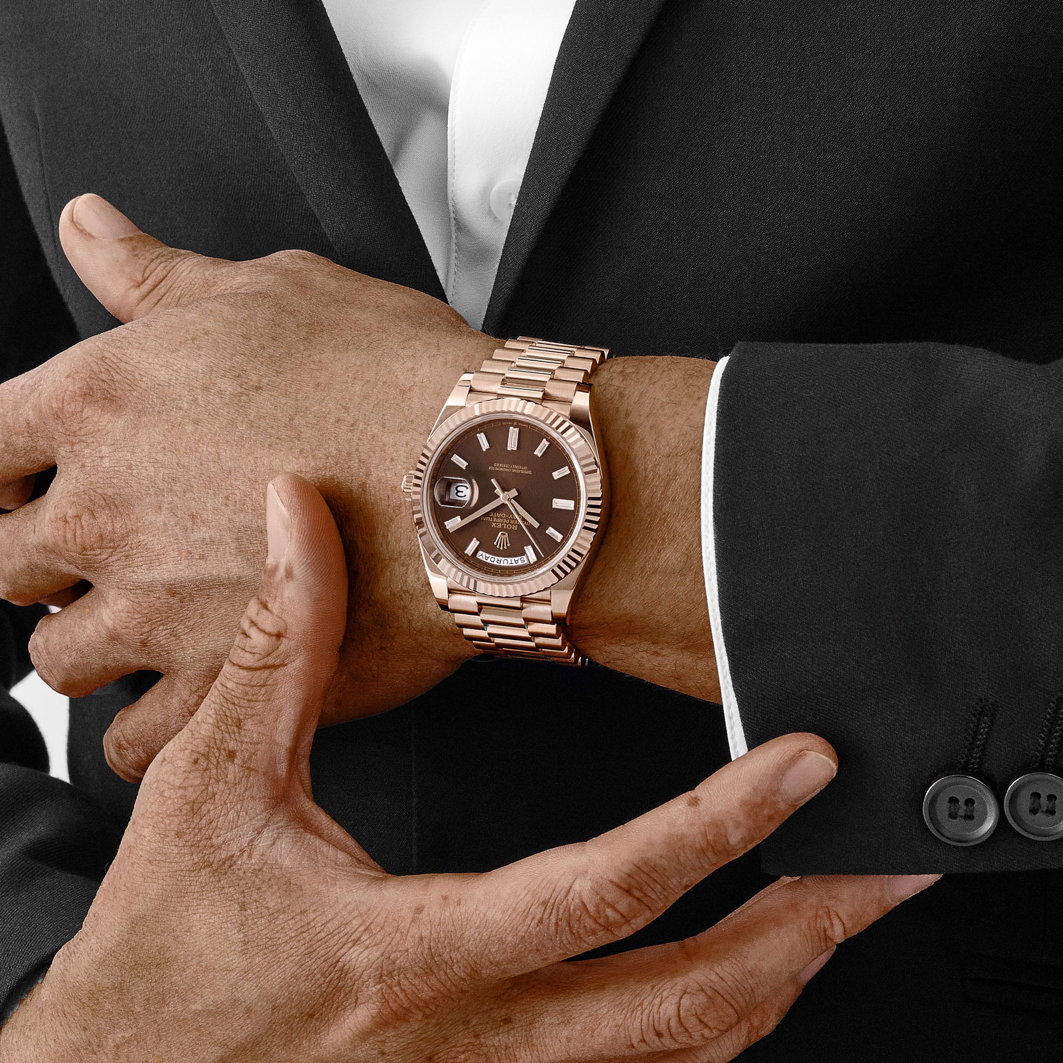 Rolex Day-Date 40 228235 Rose Gold Chocolate Diamond Baguette Dial (2026)