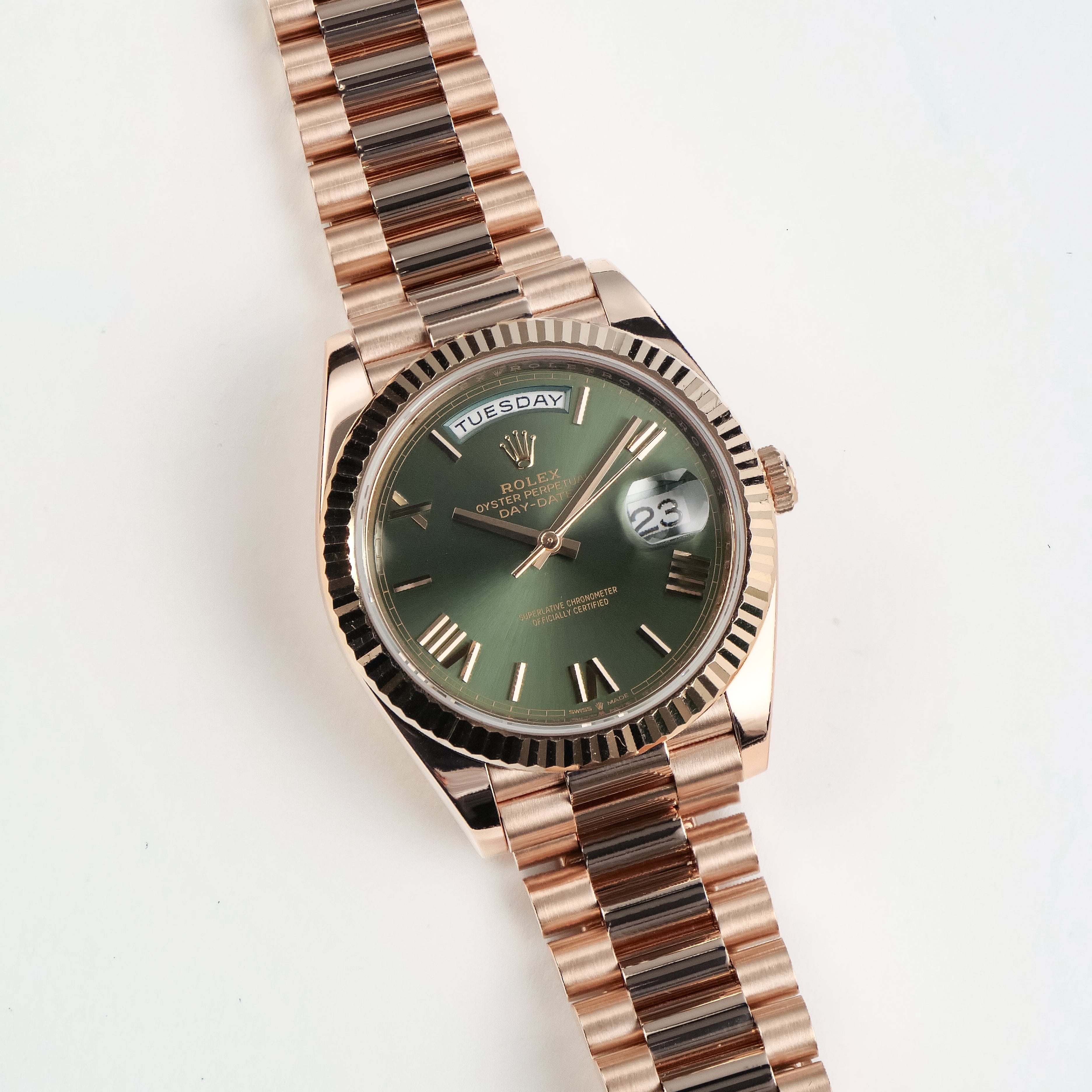 Rolex Day-Date 40 228235 Rose Gold Olive Green Dial (2022)