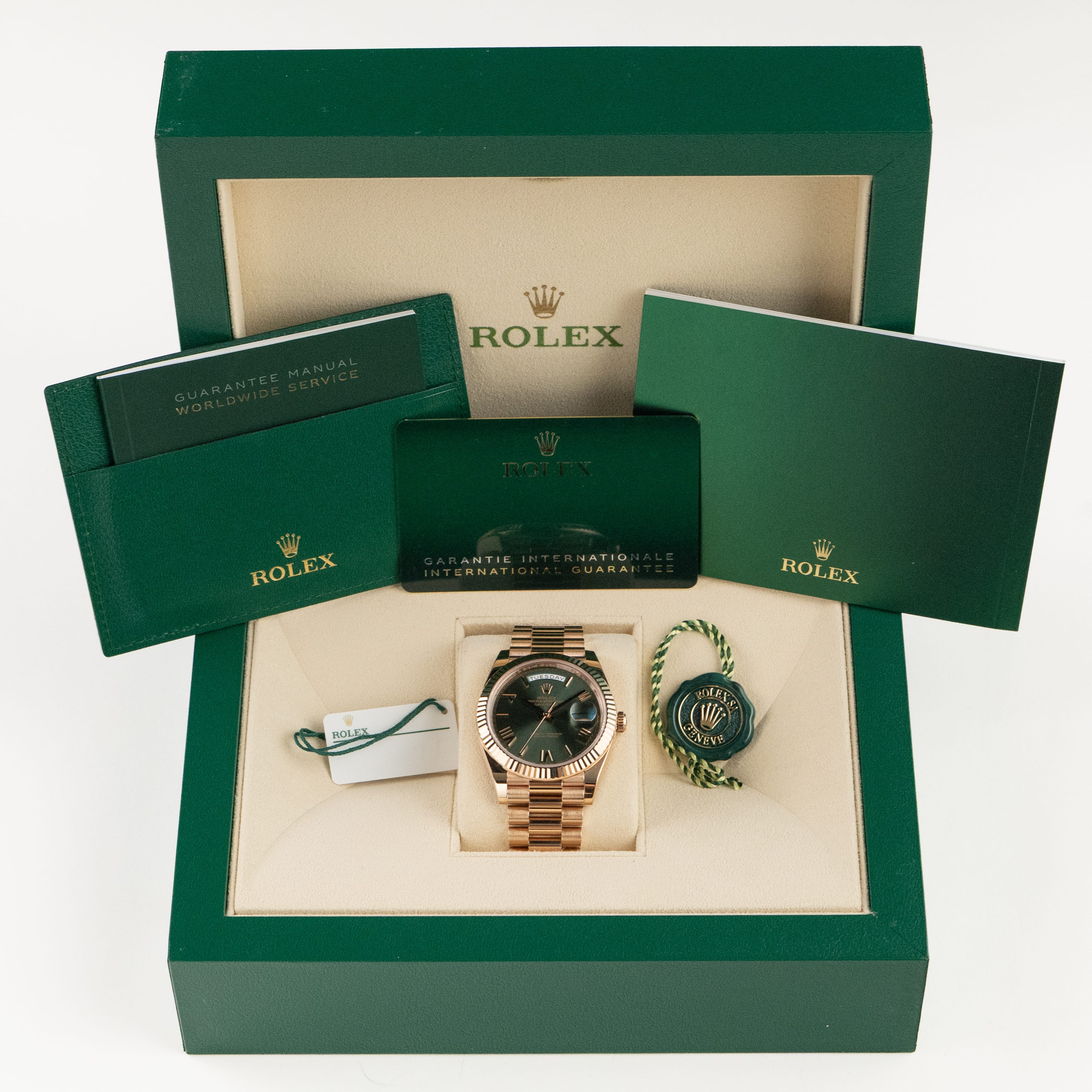 Rolex Day-Date 40 228235 Rose Gold Olive Green Dial (2023)