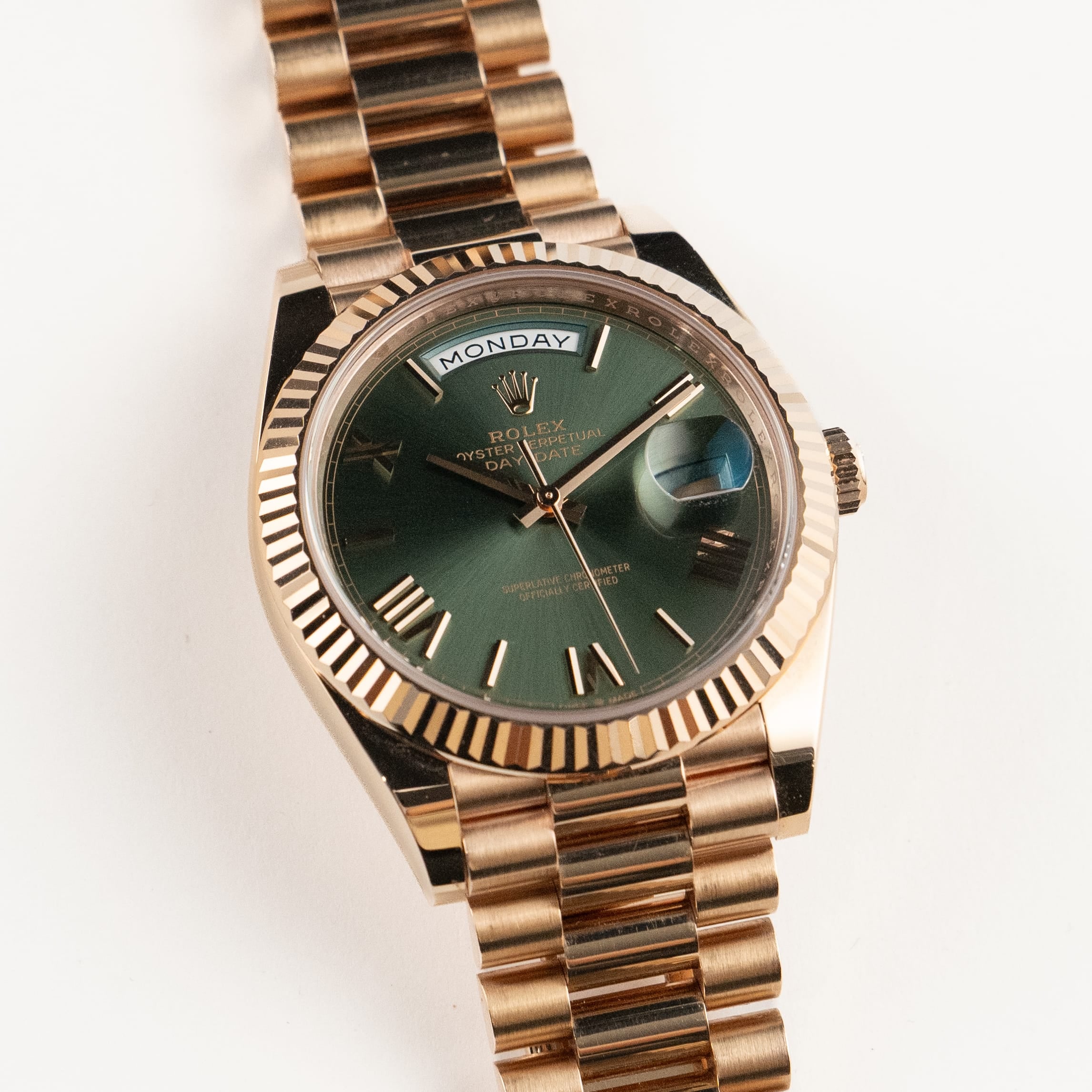 Rolex Day-Date 40 228235 Rose Gold Olive Green Dial (2023)