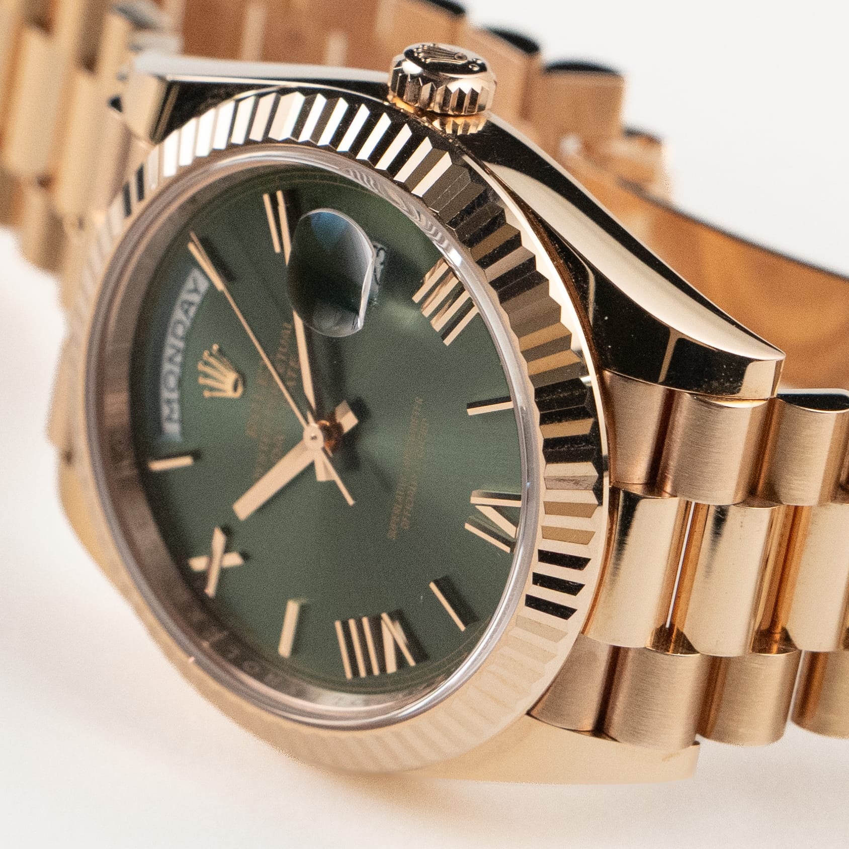 Rolex Day-Date 40 228235 Rose Gold Olive Green Dial (2023)