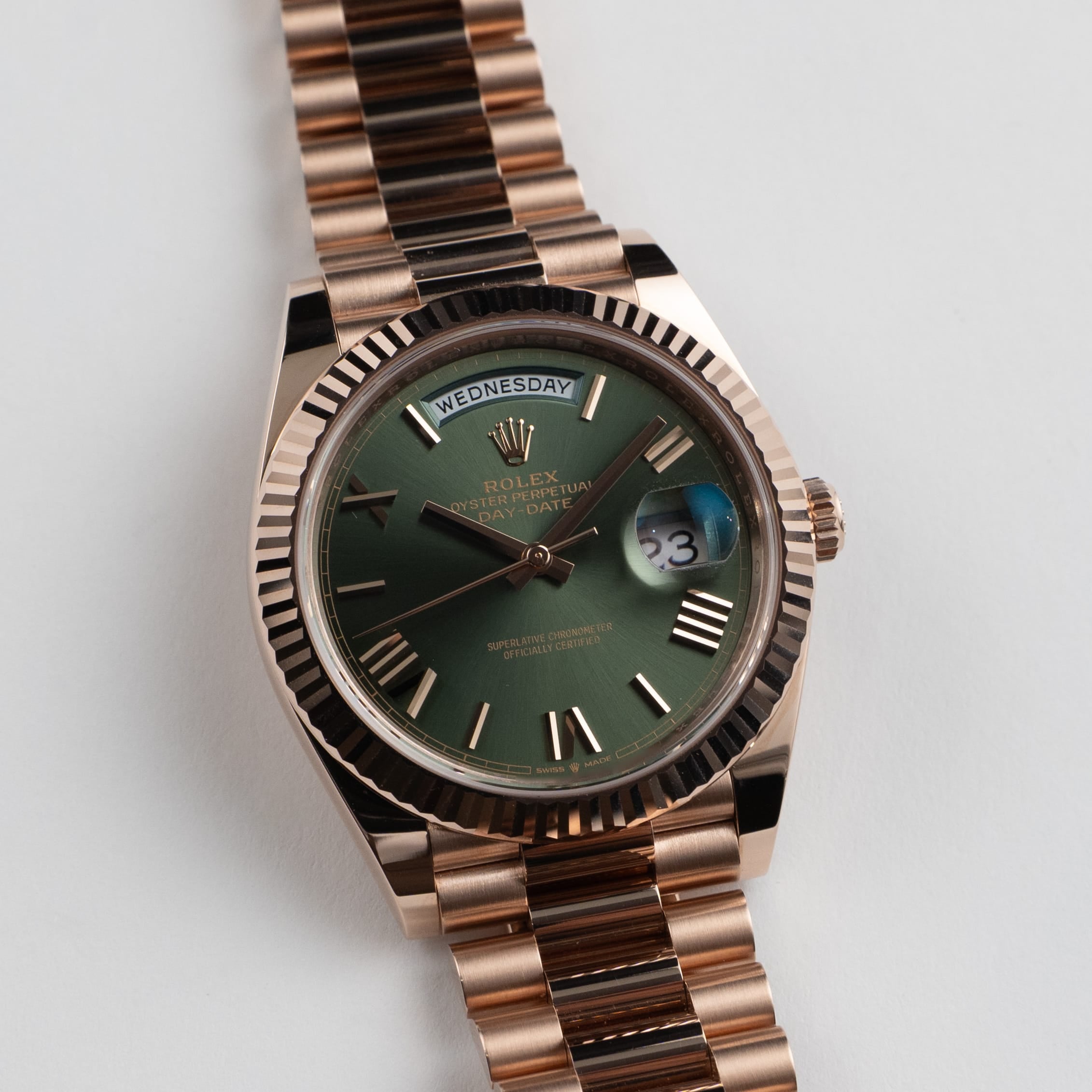 Rolex Day-Date 40 228235 Rose Gold Olive Green Dial (2026)