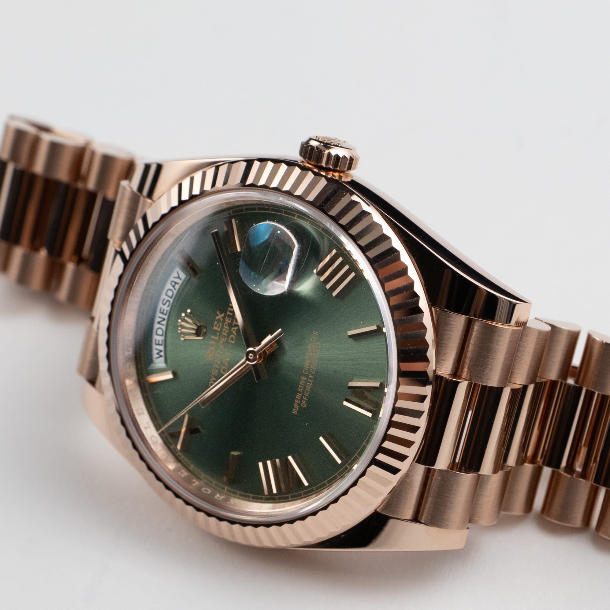 Rolex Day-Date 40 228235 Rose Gold Olive Green Dial (2026)