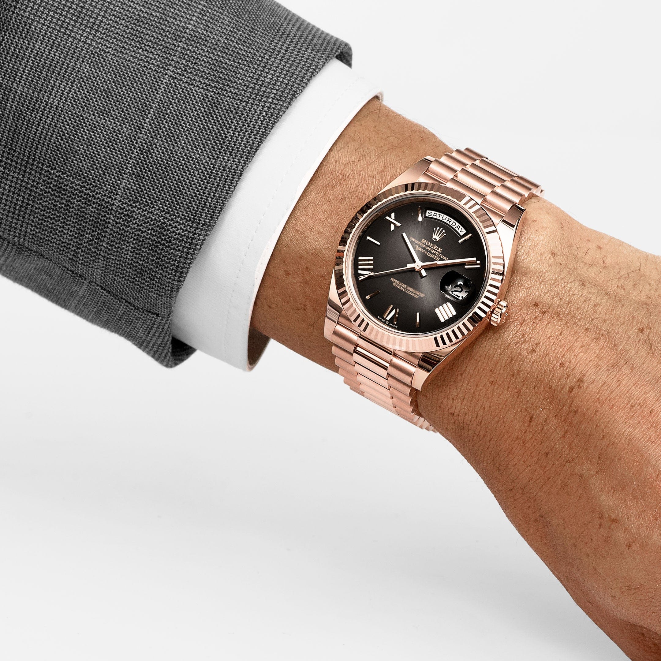 Rolex Day-Date 40 228235 Rose Gold Slate Ombre Dial (2025) – Wrist