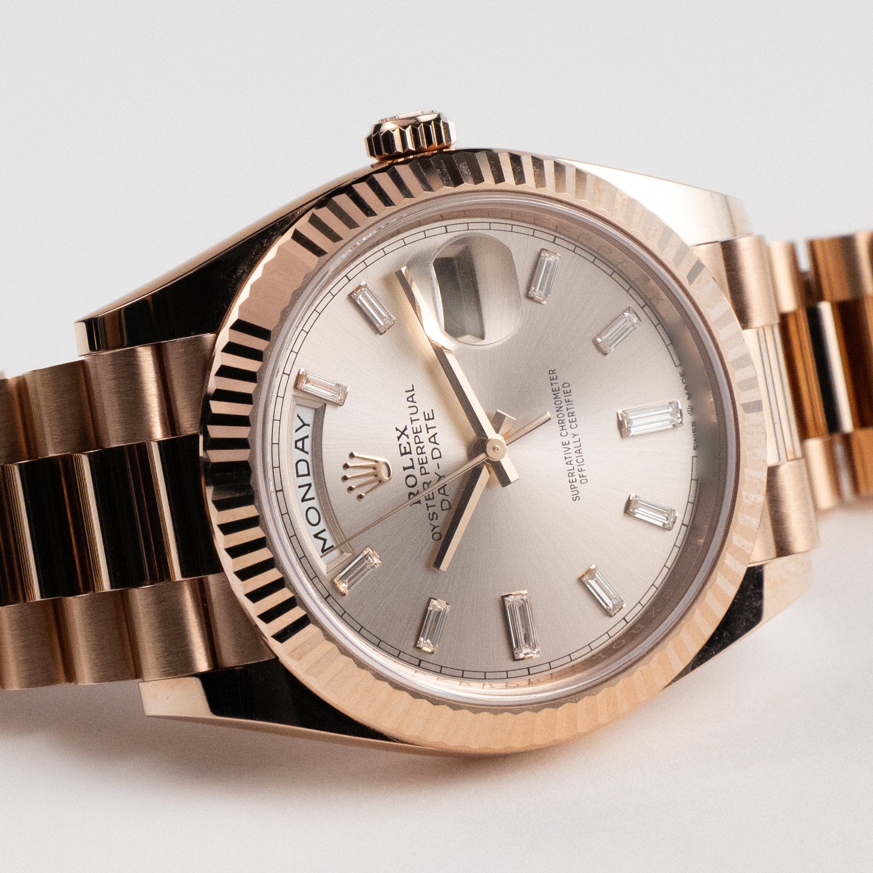 Rolex Day-Date 40 228235 Rose Gold Sundust Diamond Baguette Dial (2024)