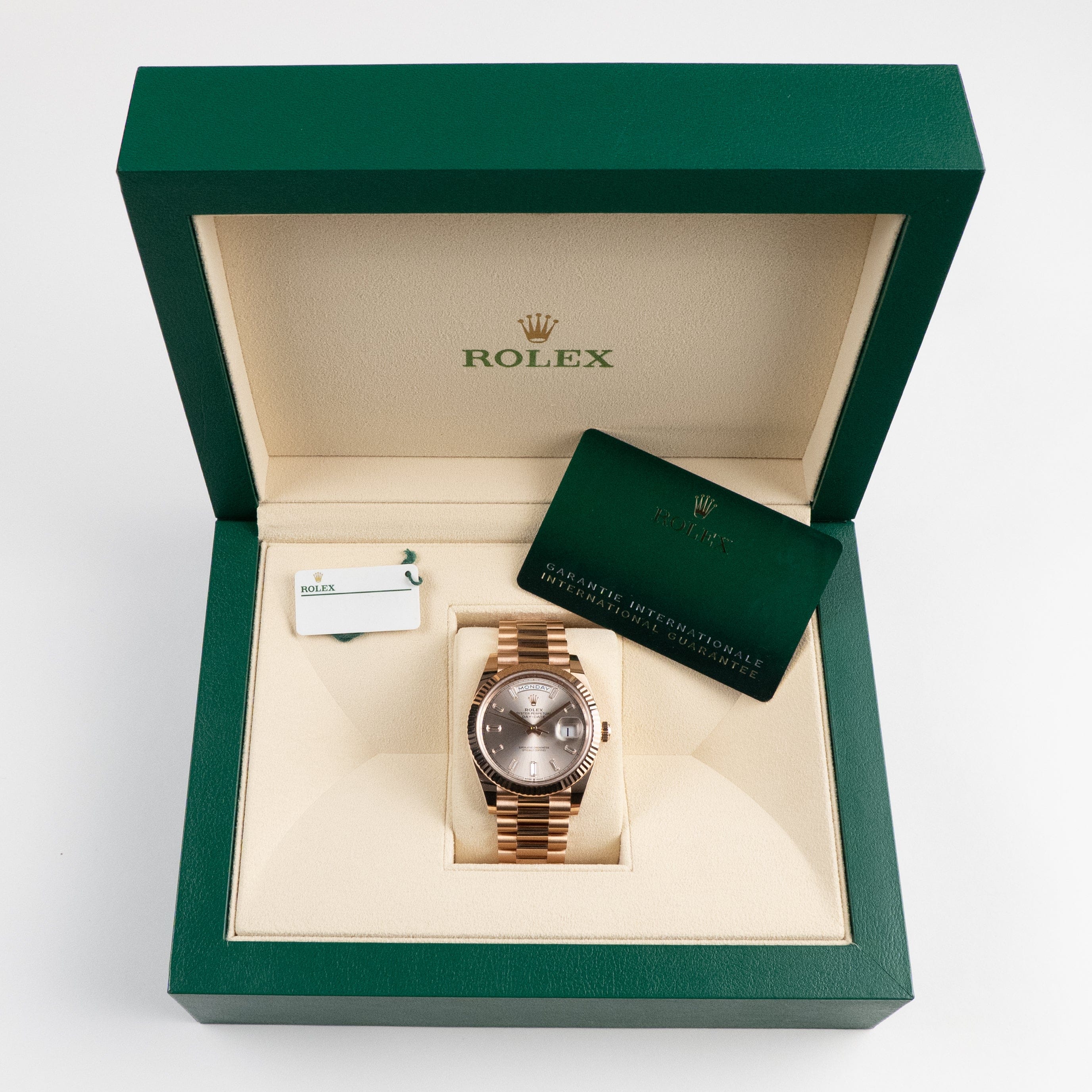 Rolex Day-Date 40 228235 Rose Gold Sundust Diamond Baguette Dial (2024)