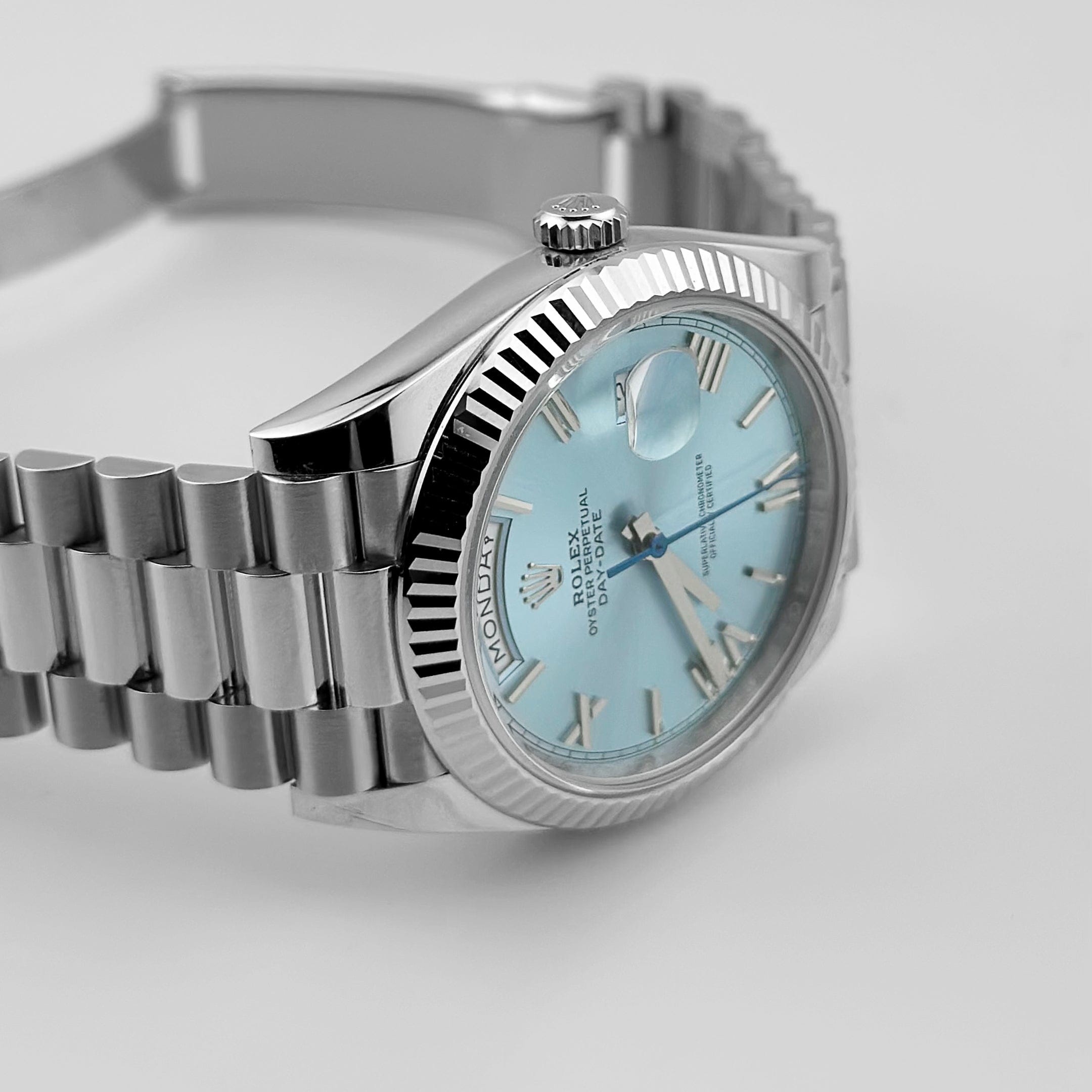 Rolex Day-Date 40 228236 Platinum Ice Blue Roman Numerals Dial (2025)