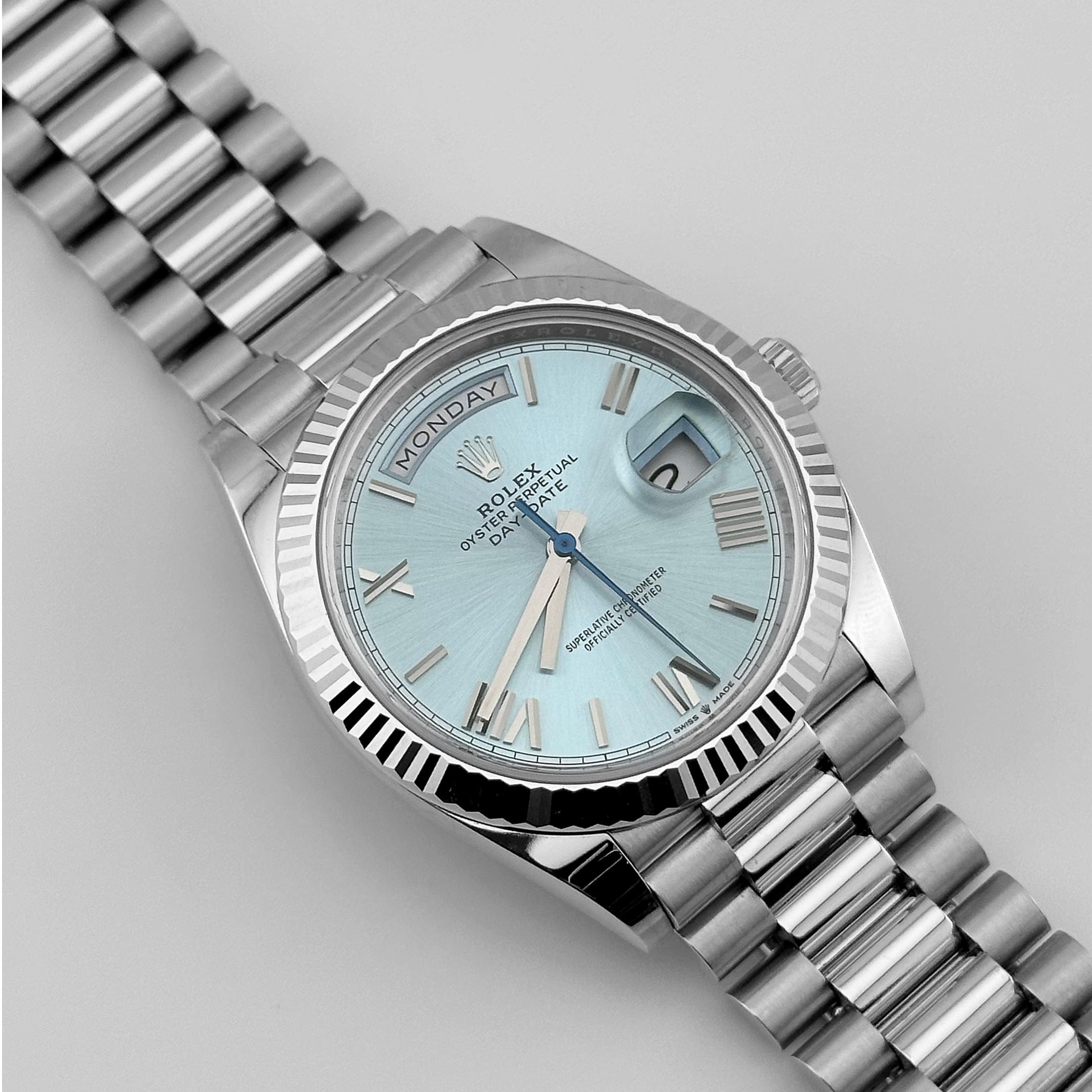 Rolex Day-Date 41 218206 Platinum Ice Blue Dial – Wrist Aficionado