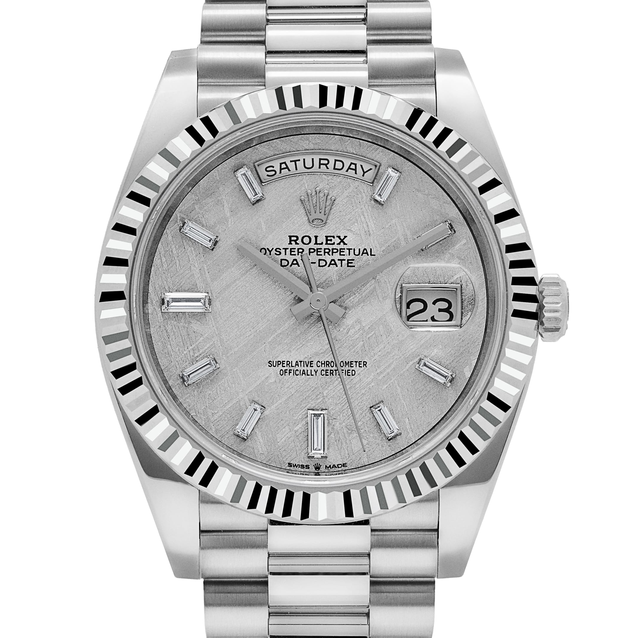 Rolex Day-Date 40 228236 Platinum Meteorite Diamond Baguette Dial (2026)