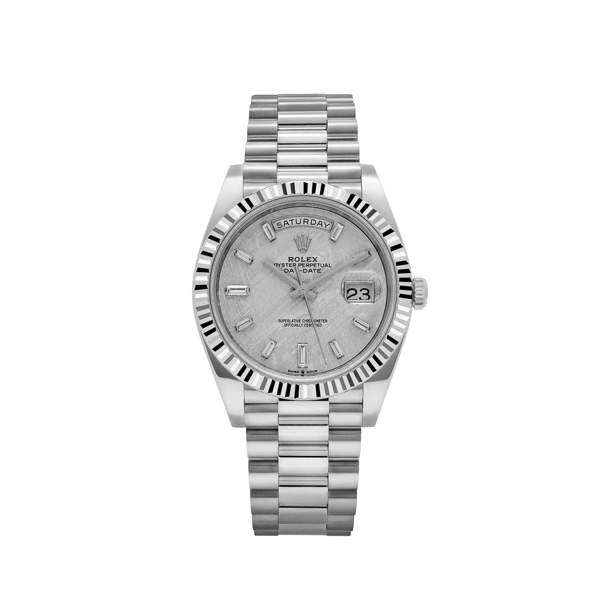 Rolex Day-Date 40 228236 Platinum Meteorite Diamond Baguette Dial (2026)