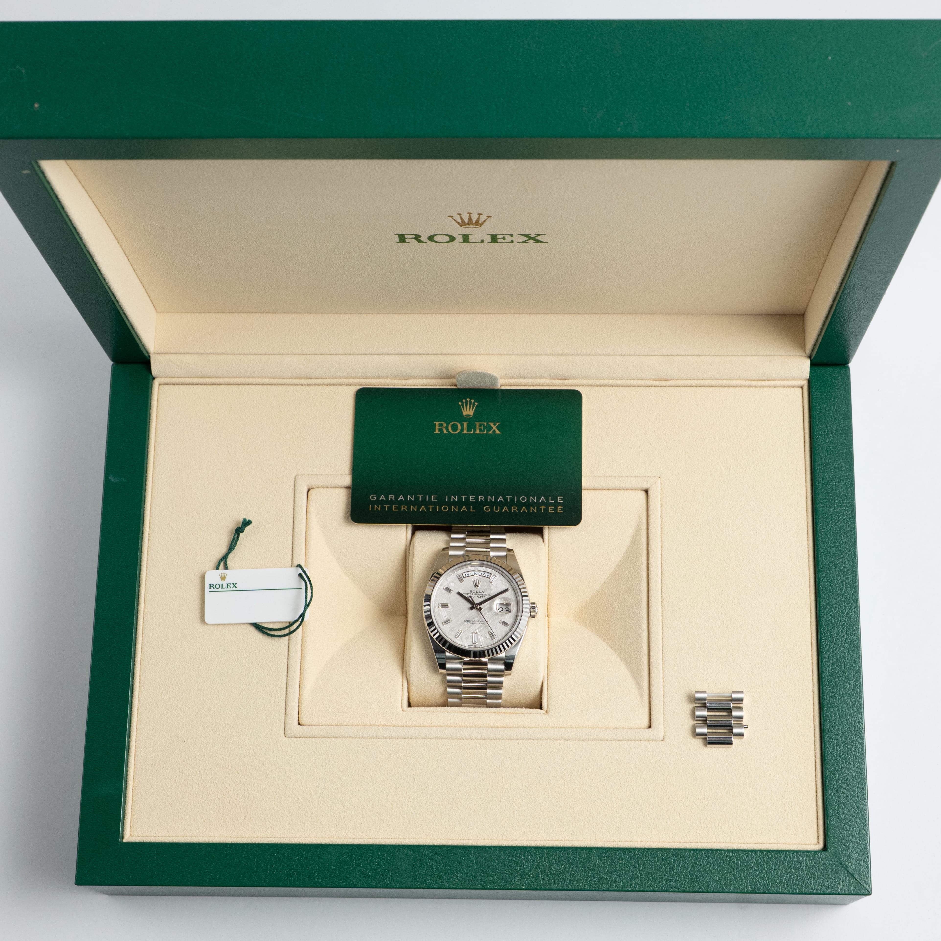 Rolex Day-Date 40 228236 Platinum Meteorite Diamond Baguette Dial (2026)