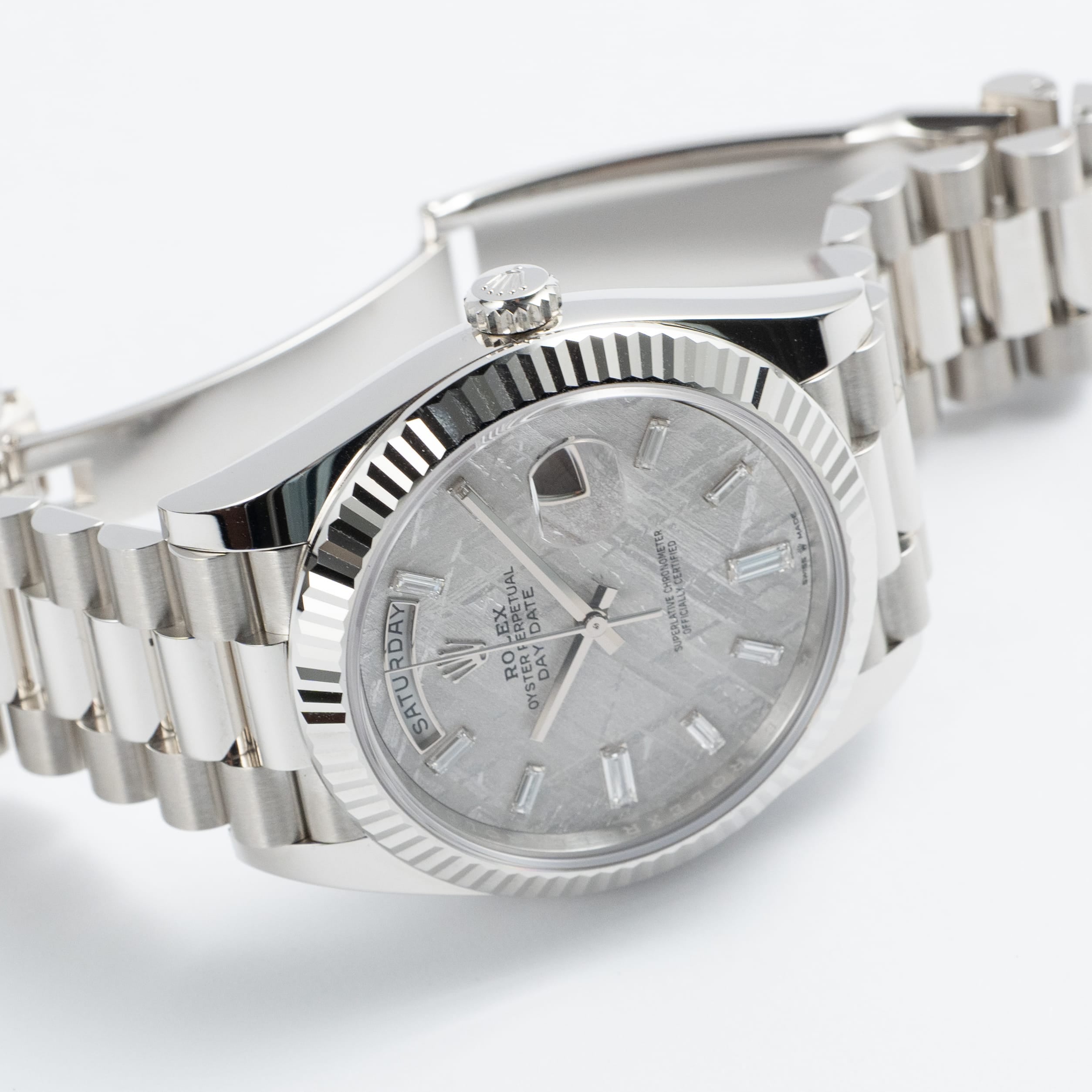 Rolex Day-Date 40 228236 Platinum Meteorite Diamond Baguette Dial (2026)