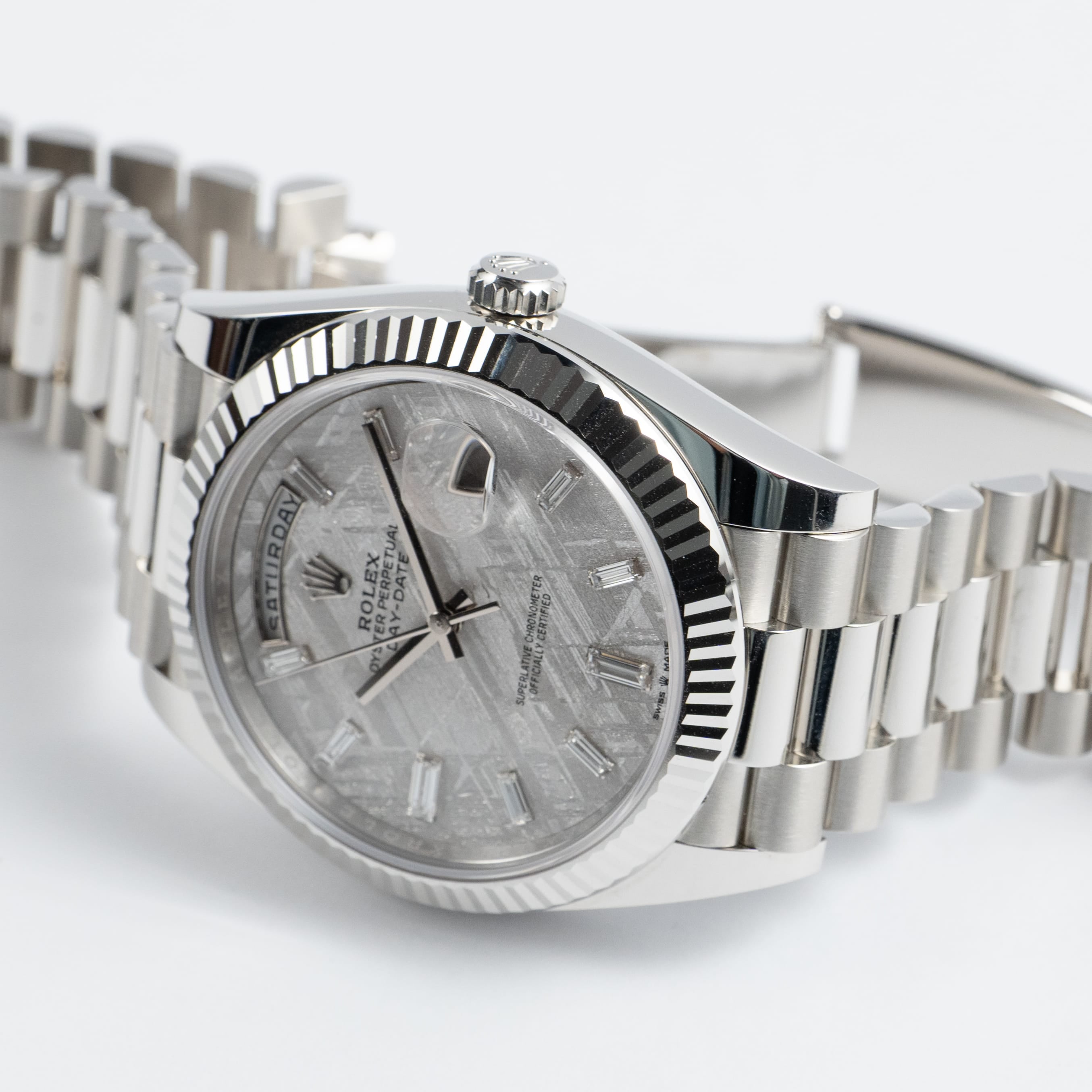 Rolex Day-Date 40 228236 Platinum Meteorite Diamond Baguette Dial (2026)