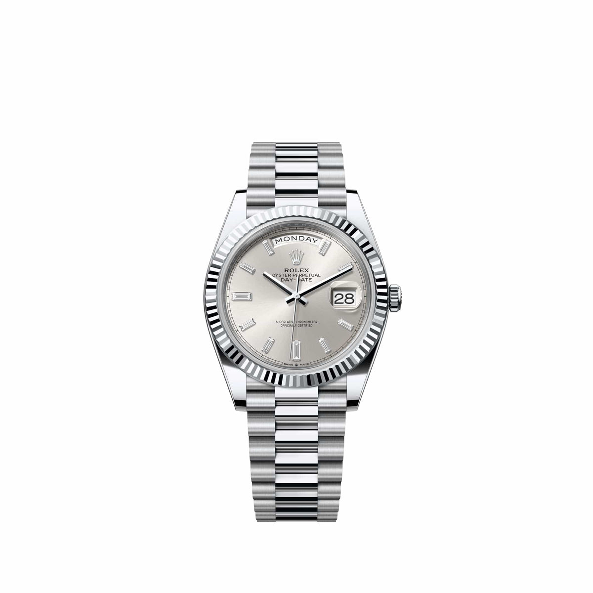 Rolex Day-Date 40 228236 Platinum Silver Diamond Dial President (2026)