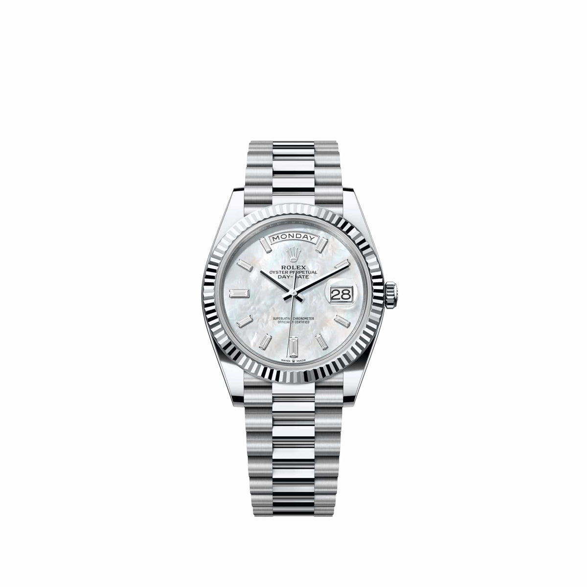 Rolex Day-Date 40 228236 Platinum White Mother of Pearl Diamond Dial President (2026)