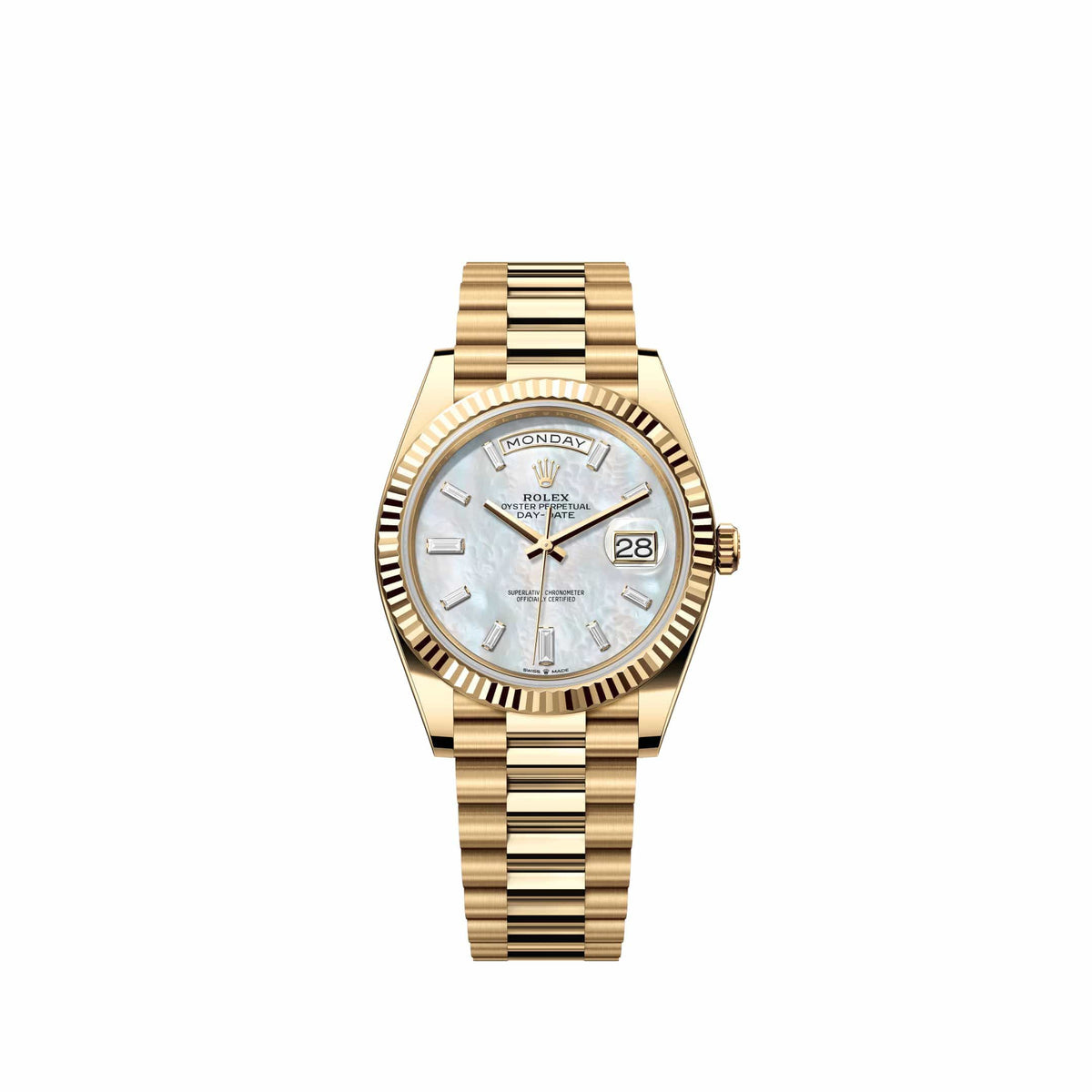 Rolex Day-Date 40 228238 Yellow Gold White Mother of Pearl Diamond Dial President (2026)