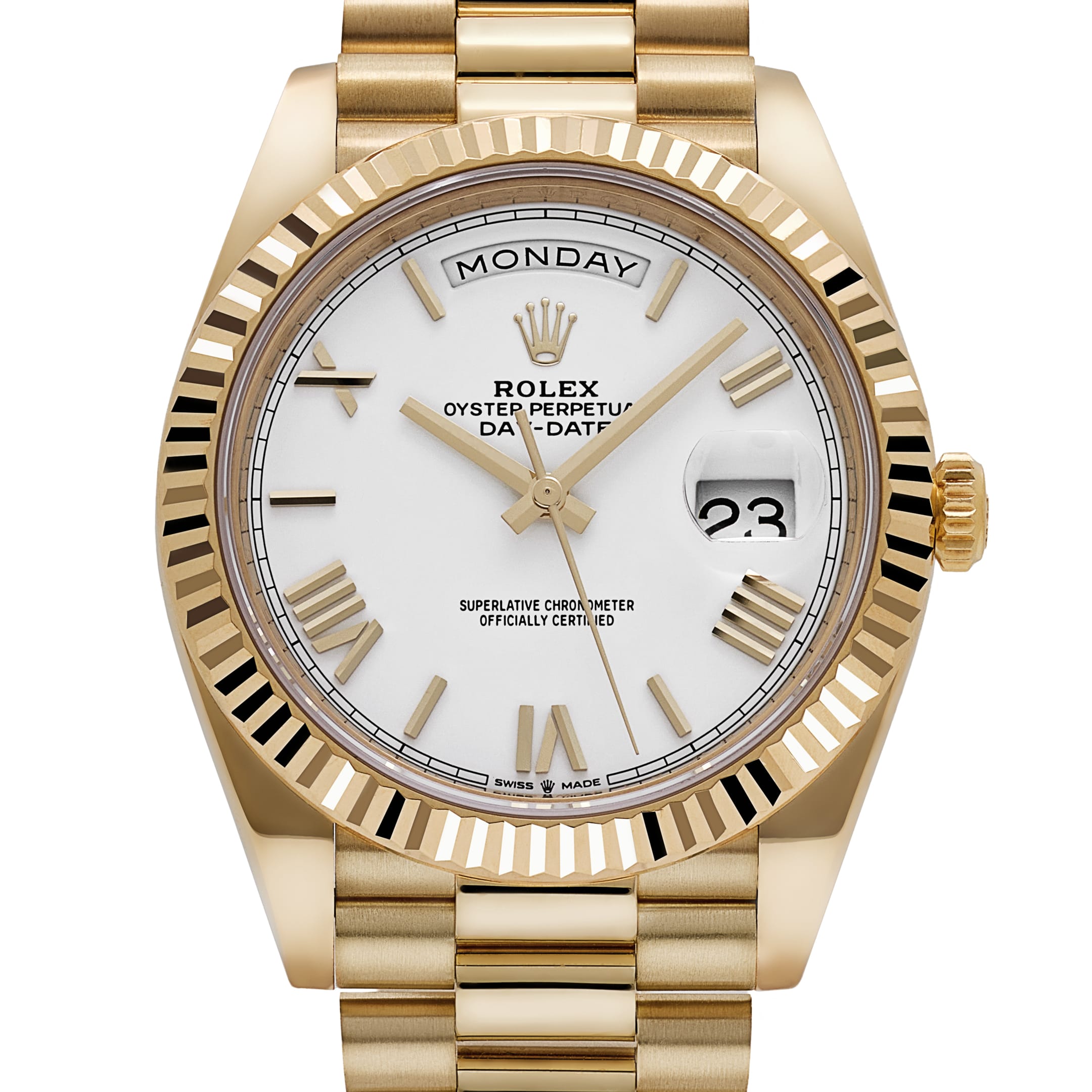 Rolex Day-Date 40 228238 Yellow Gold White Roman Numerals Dial
