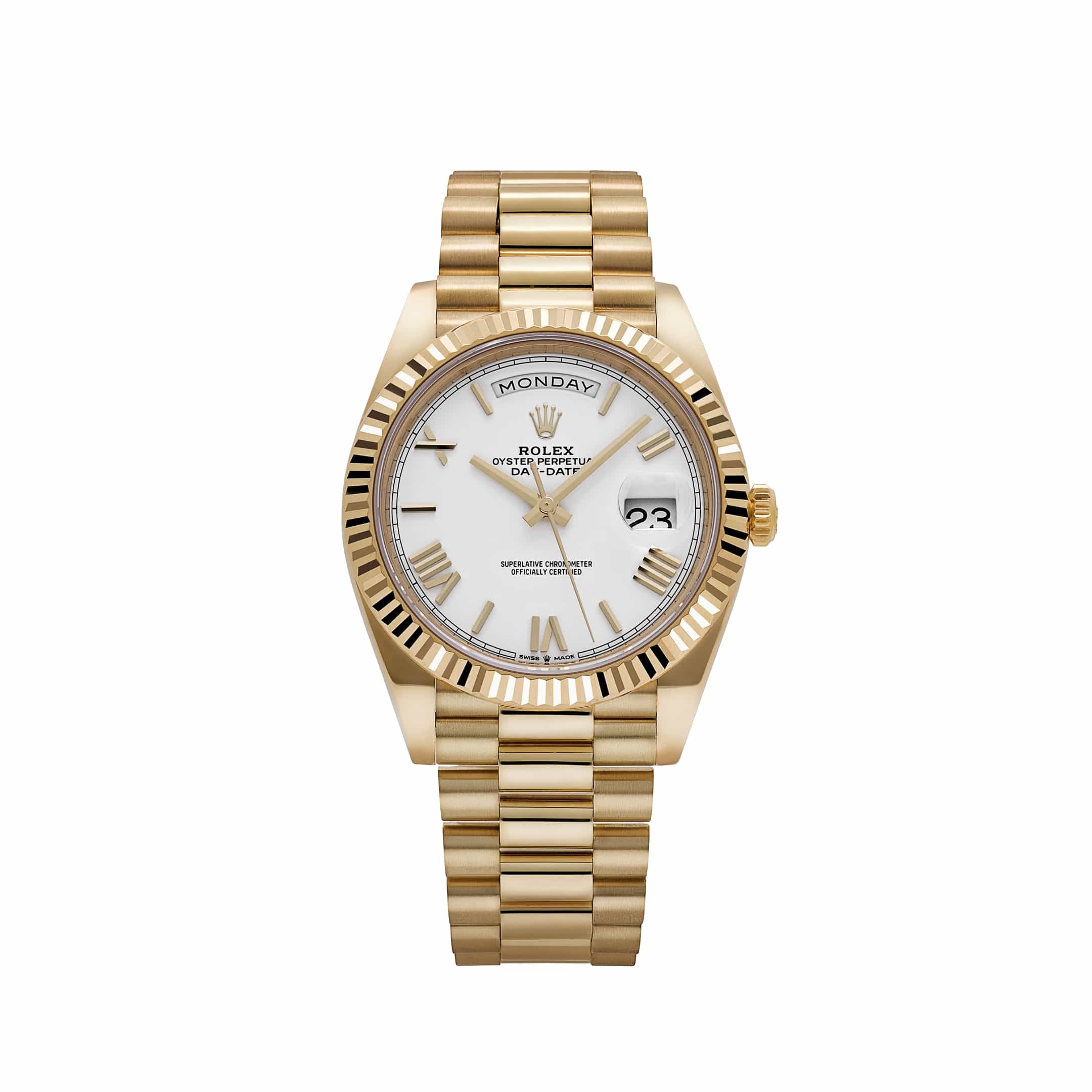 ローレル ゴールド Rolex Day-Date 40 228238 Yellow Gold White Roman Numerals Dial