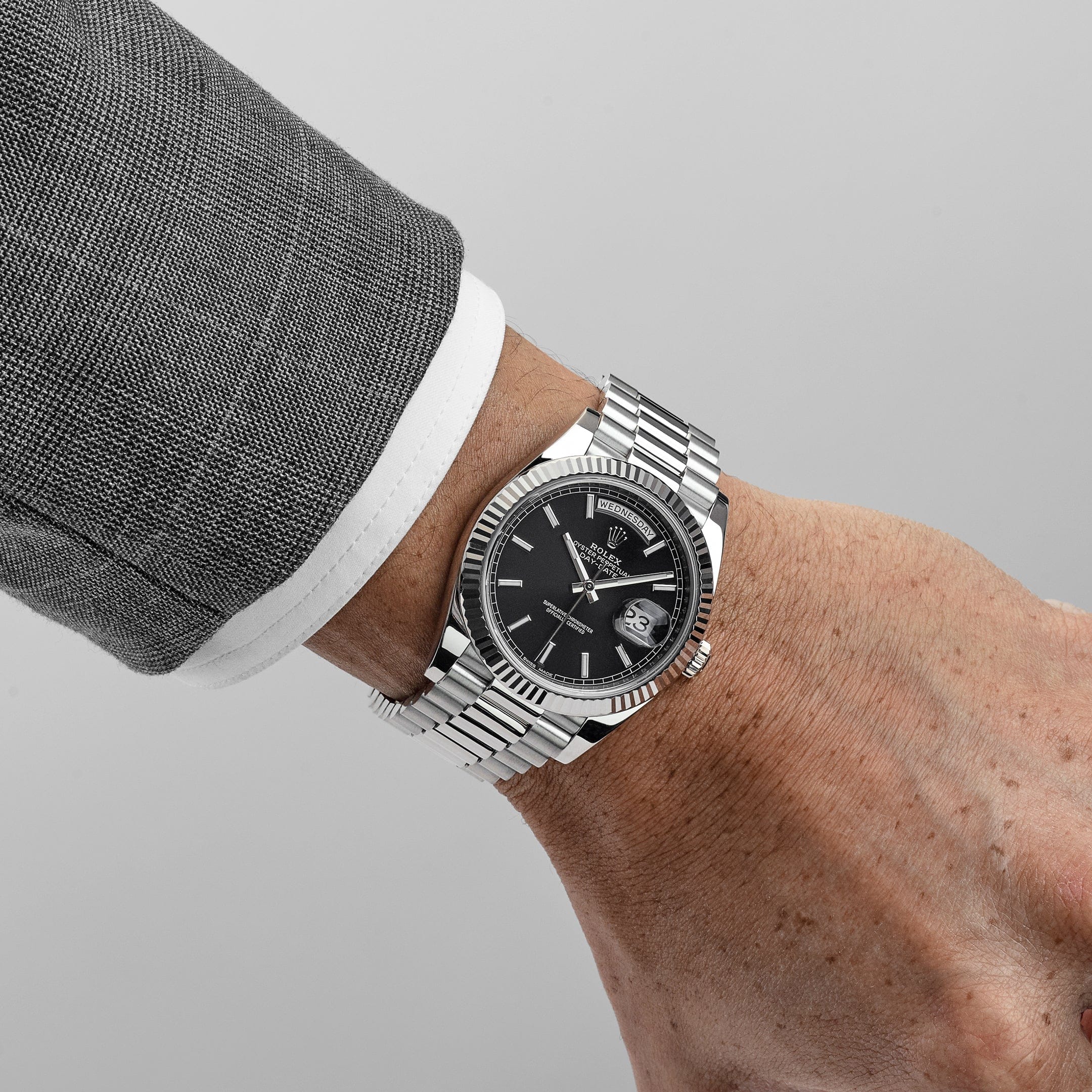 Rolex Day-Date 40 228239 White Gold Black Dial (2016) – Wrist