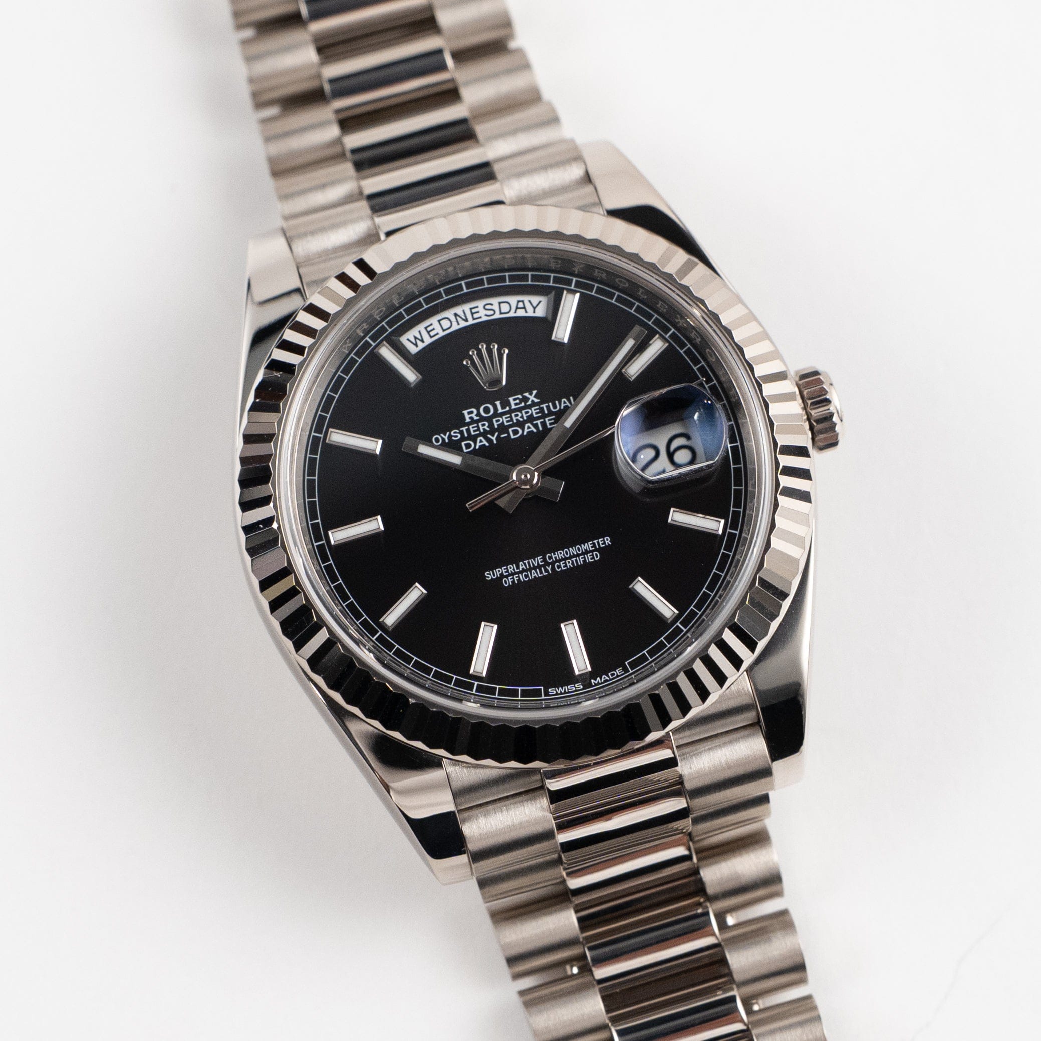 Rolex Day-Date 40 228239 White Gold Black Dial (2016) – Wrist
