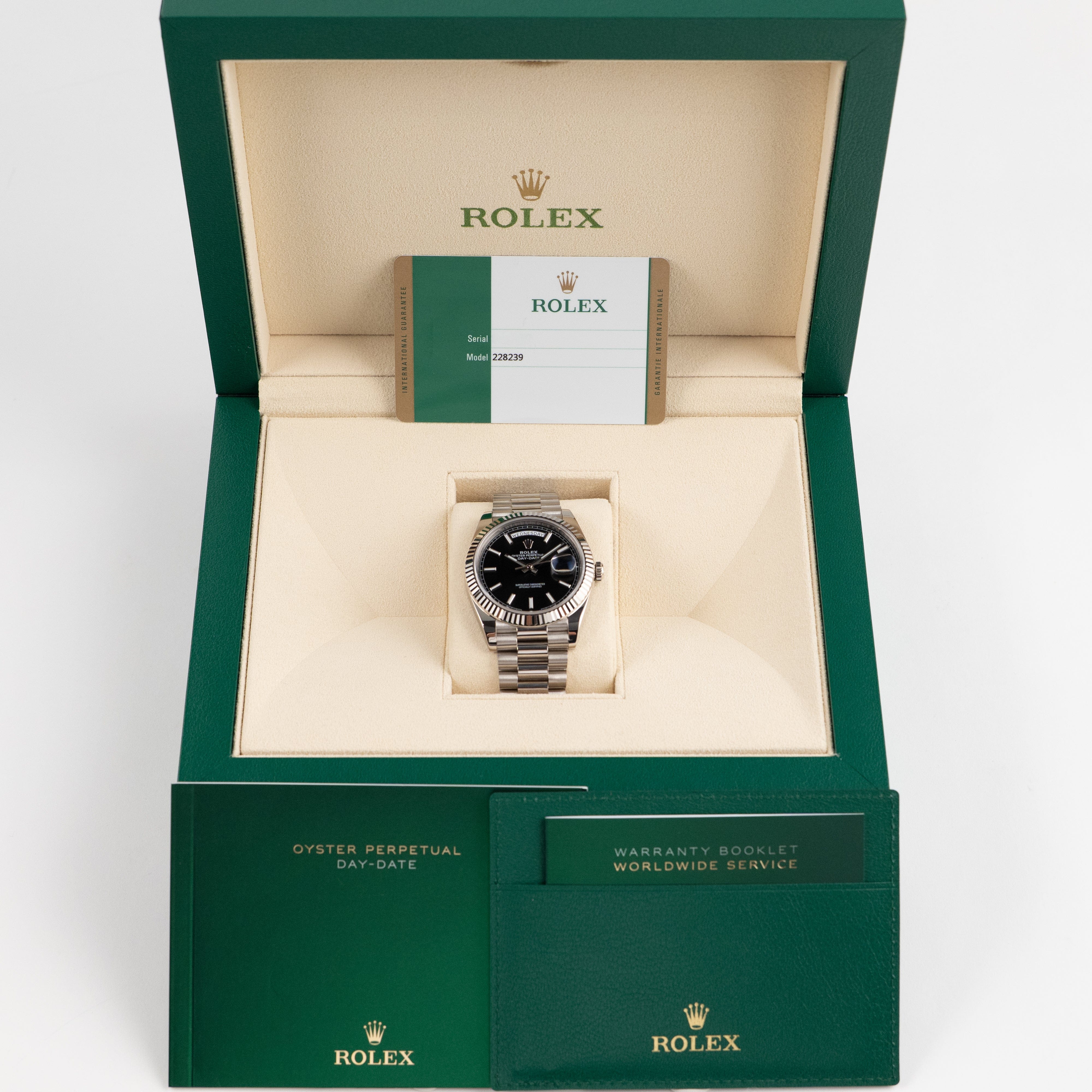 Rolex Day-Date 40 228239 White Gold Black Dial (2016)
