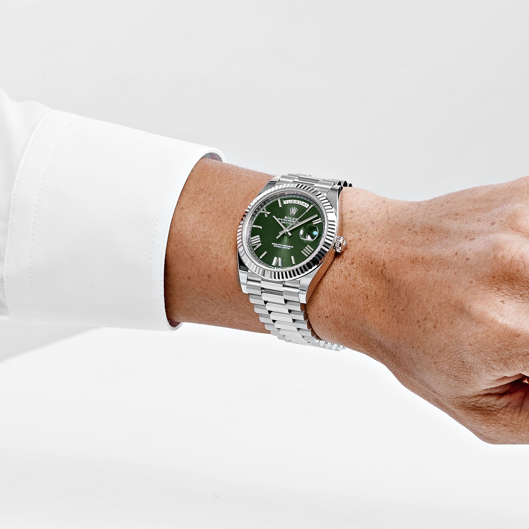 Rolex Day-Date 40 228239 White Gold Olive Dial (2022) – Wrist