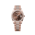 Rolex Day-Date 40 228345RBR Rose Gold Chocolate Roman Dial Diamond Bezel