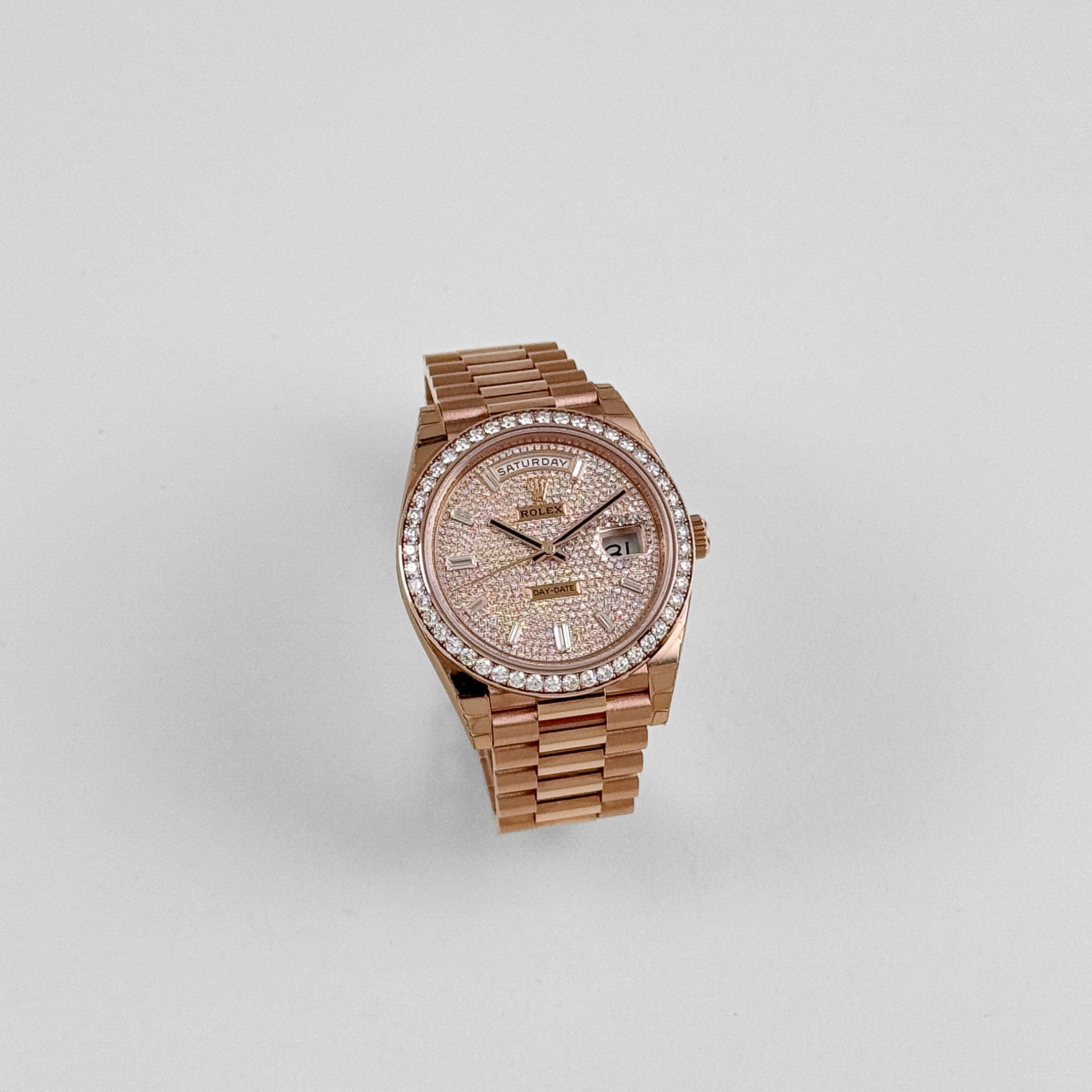 Rolex Day-Date 40 228345RBR Rose Gold Diamond Bezel Slate Ombre