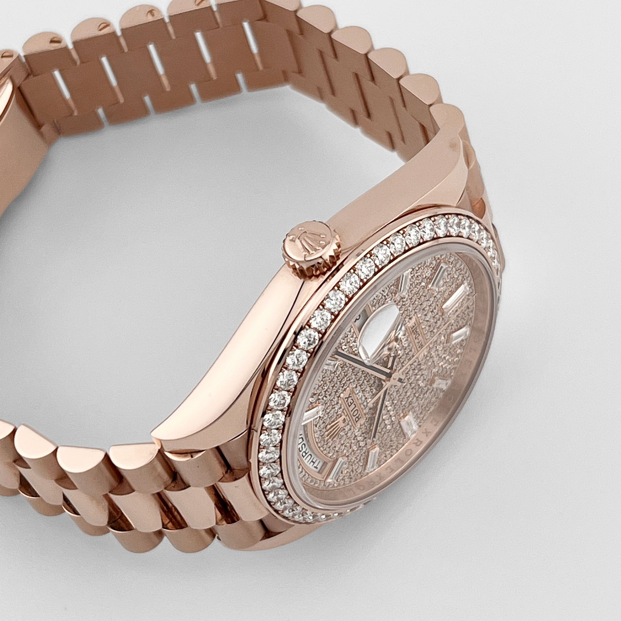 Rolex Day-Date 40 228345RBR Rose Gold Diamond Dial Diamond Bezel