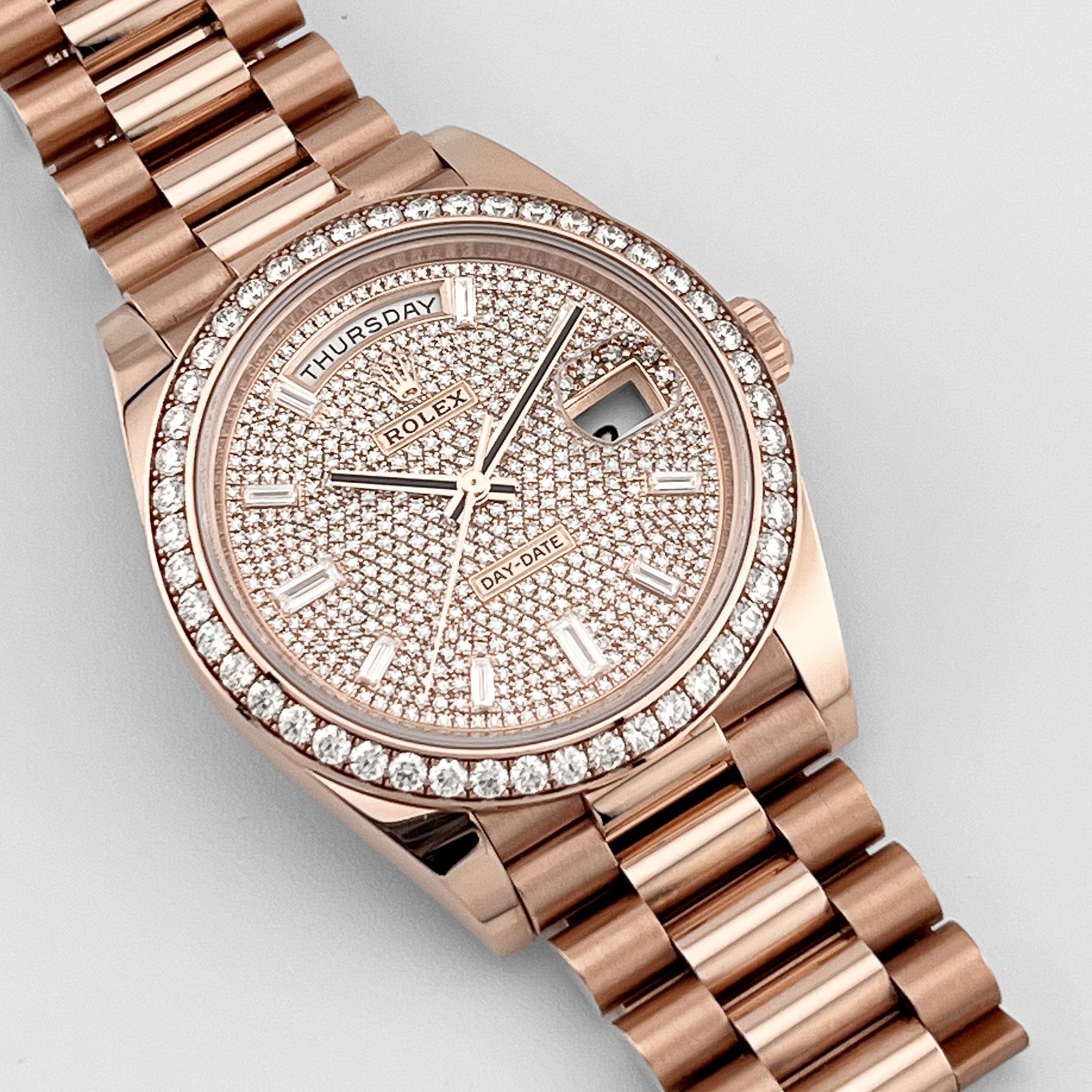 Rolex Day-Date 40 228345RBR Rose Gold Diamond Dial Diamond Bezel
